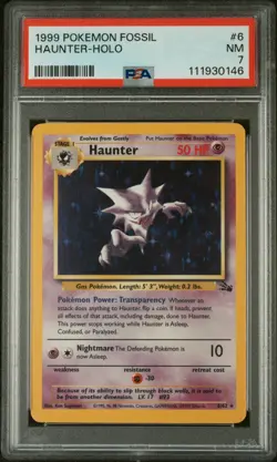 PSA 7 1999 POKEMON FOSSIL #6 HAUNTER-HOLO Fast & Free Delivery! - Image 1
