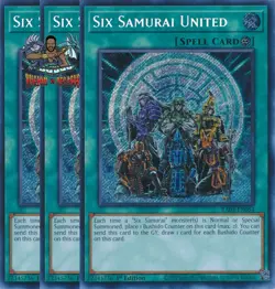 Yugioh! 3x Six Samurai United RA03-EN054 Secret Rare 1st Ed NM - Image 1