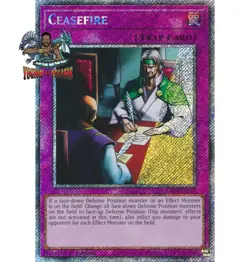 Yugioh! 1x Ceasefire RA03-EN105 Platinum Secret Rare 1st Ed NM - Image 1
