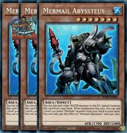 Yugioh! 3x Mermail Abyssteus RA03-EN007 Collector's Rare 1st Ed NM - Image 1