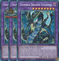 Yugioh! 3x Thunder Dragon Colossus RA03-EN036 Collector's Rare 1st Ed NM - Image 1