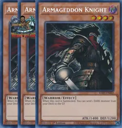 Yugioh! 3x Armageddon Knight RA03-EN002 Secret Rare 1st Ed NM - Image 1