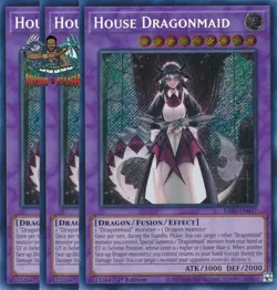 Yugioh! 3x House Dragonmaid RA03-EN037 Secret Rare 1st Ed NM - Image 1