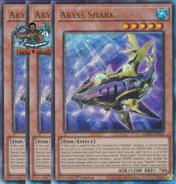 Yugioh! 3x Abyss Shark RA03-EN030 Ultimate Rare 1st Ed NM - Image 1