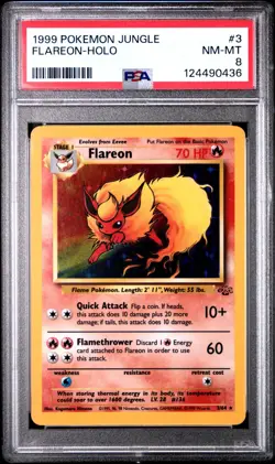Flareon - 3/64 - Holo Rare - Jungle - Pokemon Card - PSA 8 - Image 1