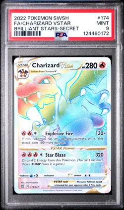Charizard Vstar - 174/172 - Secret Rare - Brilliant Stars - Pokemon Card - PSA 9 - Image 1