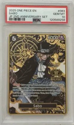 Sabo PSA 10 Card One Piece OP04-083 Japanese 2nd Anniversary English Version - Image 1
