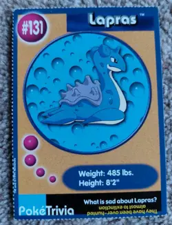 Lapras #131 Burger King Exclusive Mewtwo Strikes Back PokeTrivia 1999 Pokemon - Image 1