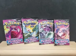 Pokemon Sword & Shield - Fusion Strike Pack Art Set! 4 Lot Sealed Booster Packs! - Image 1