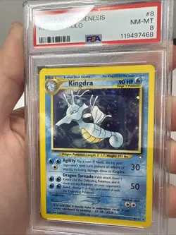 2000 Pokemon Neo Genesis Kingdra Holo #8 Swirl PSA 8 - Image 4