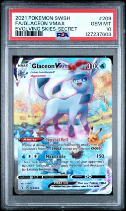 2021 POKEMON SWORD & SHIELD EVOLVING SKIES SECRET FULL ART/GLACEON VMAX PSA 10 - Image 1