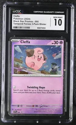 Pokemon Card CLEFFA #095 Temporal Forces 3 Pack Blister Promo CGC 10 GEM MINT - Image 1
