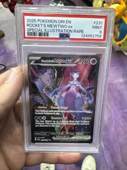 Pokemon 2025 Dri en Rockets Mewtwo EX Special Illustration Card 231/182 PSA 9 - Image 1
