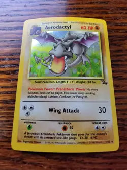 Pokemon Card Fossil Aerodactyl 1/62 Rare MP!! Holofoil 1999 WOTC - Image 1