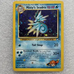 Pokemon TCG Misty's Seadra Holo Rare Card 9/132 Gym Heroes 2000 Rare w/swirl - Image 1