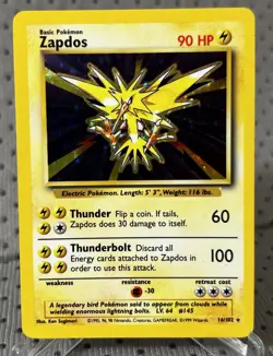 Pokemon TCG Zapdos Holo Base Set Rare Vintage LP 1999 WOTC - Image 1