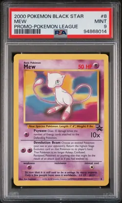 2000 Pokemon Promo Black Star #8 Mew Promo-Pokemon League PSA 9 - Image 1