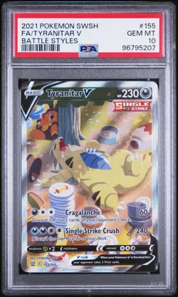 TYRANITAR V 155/163 | PSA 10 | Battle Styles Alt Art Graded Pokemon Card - Image 1