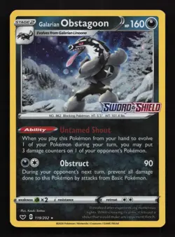 Galarian Obstagoon 119/202 Holo Stamped Sword Shield Base Pokemon NM - Image 1