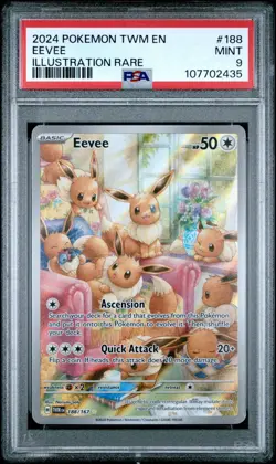 2024 POKEMON TWM EN-TWILIGHT MASQUERADE 188 EEVEE 188/167 PSA 9 - Image 1