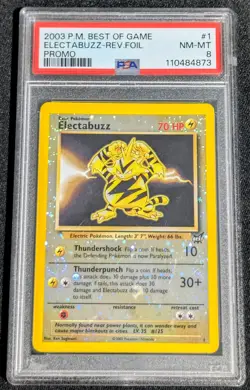 PSA 8 Electabuzz Best of Game Reverse Holo Promo 1 Pokemon TCG Card Graded SWIRL - Image 1