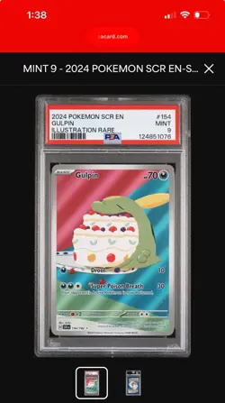 2024 POKEMON SCR EN-STELLAR CROWN ILLUSTRATION RARE #154 GULPIN PSA 9 - Image 1