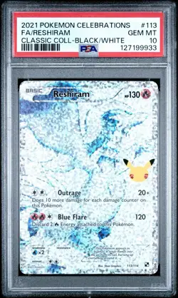2021 POKEMON CELEBRATIONS CLASSIC COLLECTION #113 RESHIRAM PSA 10 GEM MINT - Image 1