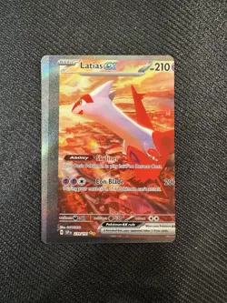 Latias ex Pokemon Card (Surging Sparks 239/191) SIR - Miscut Error - Image 1