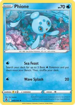 x1 Phione - 045/195 - Rare - Reverse Holo Pokemon SS12 Silver Tempest M/NM - Image 1
