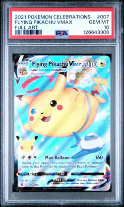 2021 POKEMON CELEBRATIONS #007 FULL ART/FLYING PIKACHU VMAX PSA 10 - Image 1