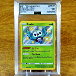 Pokemon Shining Fates Rowlet SV001/SV122 AGS Gem-MT 10 Holo Shiny Rare 2021 - Image 1