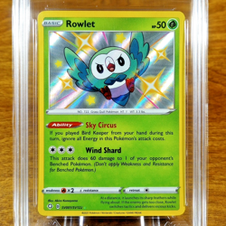 Pokemon Shining Fates Rowlet SV001/SV122 AGS Gem-MT 10 Holo Shiny Rare 2021 - Image 2