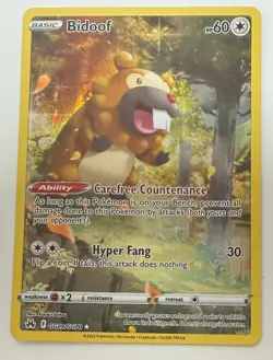 POKEMON TCG BIDOOF GG29/GG70 CROWN ZENITH RARE HOLO MINT PACK TO SLEEVE - Image 1