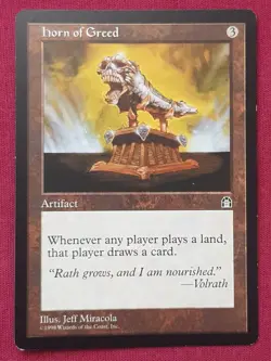 Magic The Gathering STRONGHOLD HORN OF GREED artifact card MTG - Image 1