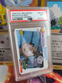 Pokemon Card Meowth Mauzi Vs Mew Movie 11 Carddass Vending Anime Japanese PSA 8 - Image 1