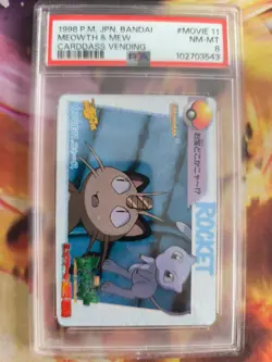Pokemon Card Meowth Mauzi Vs Mew Movie 11 Carddass Vending Anime Japanese PSA 8 - Image 2