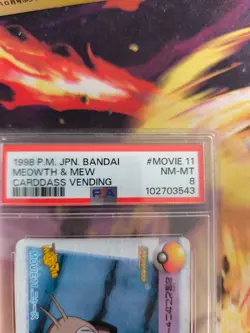 Pokemon Card Meowth Mauzi Vs Mew Movie 11 Carddass Vending Anime Japanese PSA 8 - Image 4