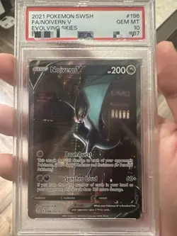 Pokemon PSA 10 Noivern 196/203 V Alternate Full Art Evolving Skies Card - Image 1