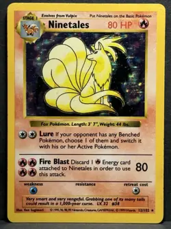 Pokemon TCG Ninetales Holo Rare Unlimited 12/102 Base Set MP - Image 1