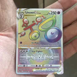 Pokemon Card Unown VSTAR 199/195 Secret Rainbow Rare Silver Tempest Near Mint - Image 1