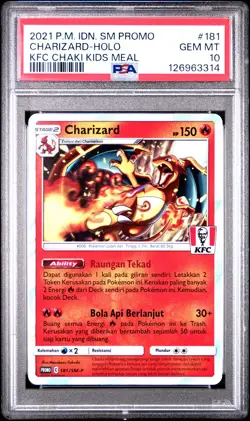 2021 POKEMON INDONESIAN SM PROMO KFC CHAKI KIDS MEAL #181 CHARIZARD-HOLO PSA 10 - Image 1