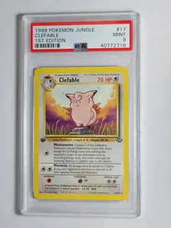 PSA 9 MINT 1999 POKEMON 1ST EDITION JUNGLE NON HOLO CLEFABLE #17 ENGLISH - Image 1
