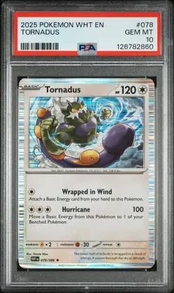 2025 POKEMON WHT EN-WHITE FLARE #078 TORNADUS PSA 10 - Image 1