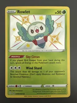 Rowlet SV001/SV122 Shining Fates: Shiny Vault Holo Pokemon TCG - NM - Image 1