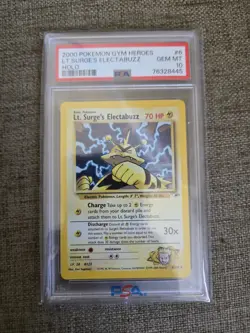 2000 POKEMON GYM HEROES HOLO #6 LT. SURGE'S ELECTABUZZ PSA 10 - VERY CLEAN CARD - Image 3