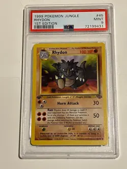 1999 Pokemon Jungle Rhydon 1st Edition 45/64 PSA 9 - Image 1