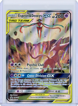 Pokemon TCG Espeon & Deoxys GX SM240 Black Star Promo Full Art Holo - Image 1