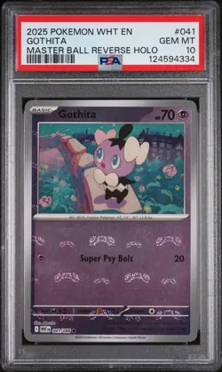 2025 POKEMON WHT EN-WHITE FLARE MASTER BALL REVERSE HOLO #041 GOTHITA PSA 10 - Image 1