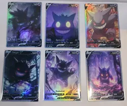 Lot of 6 Custom holo Gengar V Pokemon Trading Card sleeved & top loaded - Image 1