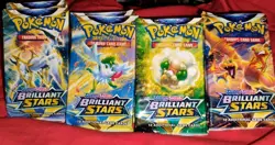 Pokemon TCG Sword & Shield Brilliant Stars 4 Booster Packs - 10 cards per pack. - Image 1